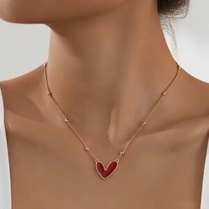 Red Heart Gold Plated Necklace